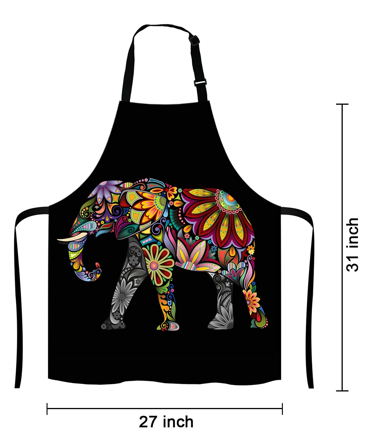 Funny Apron For Women And Men,Mandala Floral Elephant Adjustable Kitchen Chef Apron For Cooking Baking - Cute Birthday, Annivers